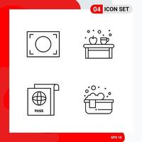 Creative Set of 4 Universal Outline Icons isolated on White Background vector