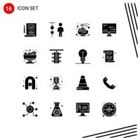 Universal Icon Symbols Group of 16 Modern Solid Glyphs of food technology china arrows cloud Editable Vector Design Elements