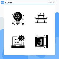 Modern 4 solid style icons Glyph Symbols for general use Creative Solid Icon Sign Isolated on White Background 4 Icons Pack vector