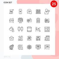 Line Pack of 25 Universal Symbols of cake man conversation delete file Editable Vector Design Elements