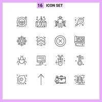 paquete de iconos de vector de stock de 16 signos y símbolos de línea para elementos de diseño de vector editables de ciencia de alimentos de sensor de supermercado de barco