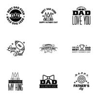 Set of fathers day 9 Black design elements Editable Vector Design Elements