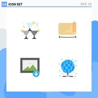 Pack of 4 Modern Flat Icons Signs and Symbols for Web Print Media such as alcohol image wine technology hosting Editable Vector Design Elements