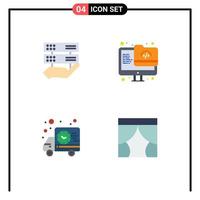 Stock Vector Icon Pack of 4 Line Signs and Symbols for data shipping control monitor truck Editable Vector Design Elements