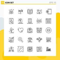 Collection of 25 Universal Line Icons Icon Set for Web and Mobile vector