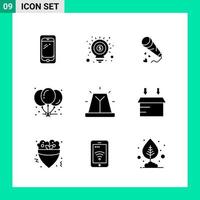 Pack of 9 Solid Style Icon Set Glyph Symbols for print Creative Signs Isolated on White Background 9 Icon Set vector