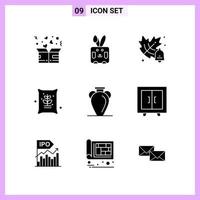 9 Icons in Solid Style Glyph Symbols on White Background Creative Vector Signs for Web mobile and Print