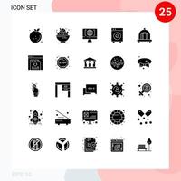 Pictogram Set of 25 Simple Solid Glyphs of equipment big party automation world Editable Vector Design Elements