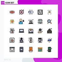 Modern Set of 25 Filled line Flat Colors Pictograph of man database drug grid socket Editable Vector Design Elements