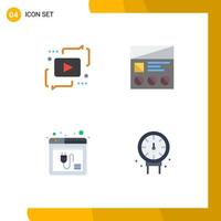 Mobile Interface Flat Icon Set of 4 Pictograms of advertising usability media lo internet Editable Vector Design Elements