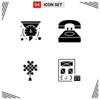 4 Icons Solid Style Grid Based Creative Glyph Symbols for Website Design Simple Solid Icon Signs Isolated on White Background 4 Icon Set vector