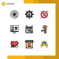 Modern Set of 9 Filledline Flat Colors and symbols such as article programmer no development coding Editable Vector Design Elements