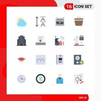 Pictogram Set of 16 Simple Flat Colors of invitation corporation schedule business cart Editable Pack of Creative Vector Design Elements