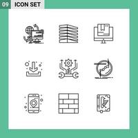 User Interface Pack of 9 Basic Outlines of down download real technology online Editable Vector Design Elements