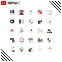 Pictogram Set of 25 Simple Flat Colors of box ball store american test Editable Vector Design Elements