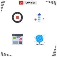 Pack of 4 Modern Flat Icons Signs and Symbols for Web Print Media such as basic web arrow browser hosting Editable Vector Design Elements