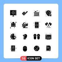 Pack of 16 Modern Solid Glyphs Signs and Symbols for Web Print Media such as money laptop tool location birthday Editable Vector Design Elements