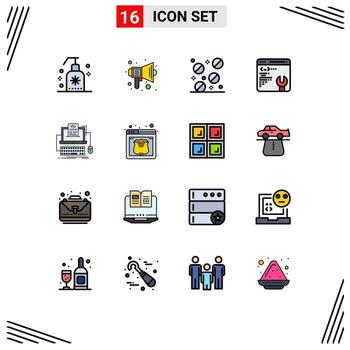 paquete de iconos de vector de stock de 16 signos y símbolos de línea para desarrollo de configuración de altavoz de código de computadora elementos de diseño de vector creativo editable