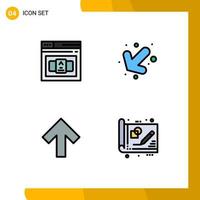 grupo de símbolos de icono universal de 4 colores planos de línea de llenado modernos de elementos de diseño de vector editables de negocios hacia adelante html izquierda