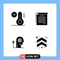 4 Solid Black Icon Pack Glyph Symbols for Mobile Apps isolated on white background 4 Icons Set vector