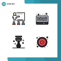 Stock Vector Icon Pack of 4 Line Signs and Symbols for class garage school music tools Editable Vector Design Elements