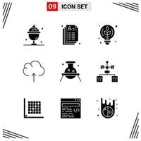 9 Icons Solid Style Grid Based Creative Glyph Symbols for Website Design Simple Solid Icon Signs Isolated on White Background 9 Icon Set vector