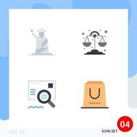 4 concepto de icono plano para sitios web móviles y aplicaciones puntos de referencia correo electrónico estatua libra búsqueda elementos de diseño vectorial editables vector