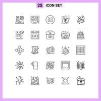 conjunto de pictogramas de 25 líneas simples de círculo de recreación de tablas de surf elementos de diseño vectorial editables ecológicos líquidos vector