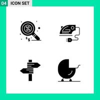 Pack of 4 Solid Style Icon Set Glyph Symbols for print Creative Signs Isolated on White Background 4 Icon Set vector