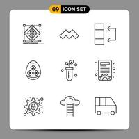 9 Black Icon Pack Outline Symbols Signs for Responsive designs on white background 9 Icons Set vector