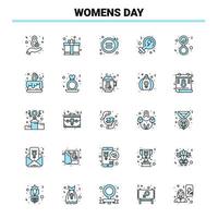 25 Womens Day Black and Blue icon Set Creative Icon Design and logo template vector