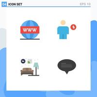 Pack of 4 Modern Flat Icons Signs and Symbols for Web Print Media such as engine human seo body living Editable Vector Design Elements