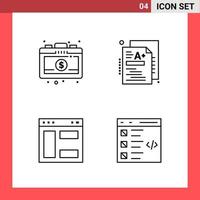 4 Icon Pack Line Style Outline Symbols on White Background Simple Signs for general designing vector