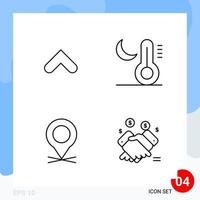 Modern Pack of 4 Icons Line Outline Symbols isolated on White Backgound for Website designing vector