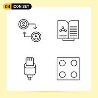 4 Creative Icons for Modern website design and responsive mobile apps 4 Outline Symbols Signs on White Background 4 Icon Pack vector