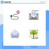 Set of 4 Modern UI Icons Symbols Signs for location message pin email open Editable Vector Design Elements