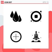 Collection of 4 Vector Icons in solid style Modern Glyph Symbols for Web and Mobile Solid Icon Sign Isolated on White Background 4 Icons