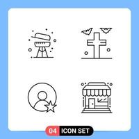 4 Line Black Icon Pack Outline Symbols for Mobile Apps isolated on white background 4 Icons Set vector