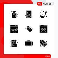 Set of 9 Modern UI Icons Symbols Signs for sale page food optimization keywords Editable Vector Design Elements