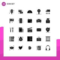 Set of 25 Modern UI Icons Symbols Signs for business journey arrow stop dashboard Editable Vector Design Elements