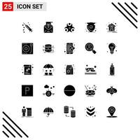 Pictogram Set of 25 Simple Solid Glyphs of verify protect invitation shield health Editable Vector Design Elements