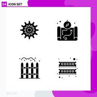 Solid Icon set Pack of 4 Glyph Icons isolated on White Background for Web Print and Mobile vector