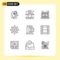 Set of 9 Modern UI Icons Symbols Signs for shop mobile lesson plant flower Editable Vector Design Elements
