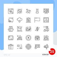 Modern Pack of 25 Icons Line Outline Symbols isolated on White Backgound for Website designing vector