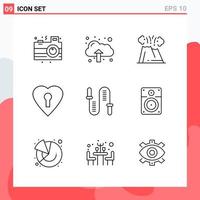 Collection of 9 Vector Icons in Line style Modern Outline Symbols for Web and Mobile Line Icon Sign Isolated on White Background 9 Icons