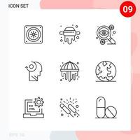 Vector Pack of 9 Icons in Line Style Creative Outline Pack isolated on White Background for Web and Mobile