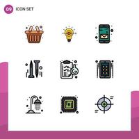 9 Creative Icons Modern Signs and Symbols of marketing flask message chemical hardware Editable Vector Design Elements