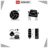 4 Icons Solid Style Grid Based Creative Glyph Symbols for Website Design Simple Solid Icon Signs Isolated on White Background 4 Icon Set vector