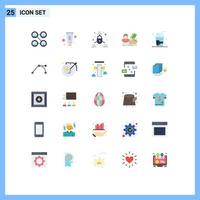 Set of 25 Modern UI Icons Symbols Signs for drink shopping communication basket salary Editable Vector Design Elements