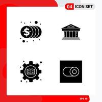 Creative Set of 4 Universal Glyph Icons isolated on White Background vector